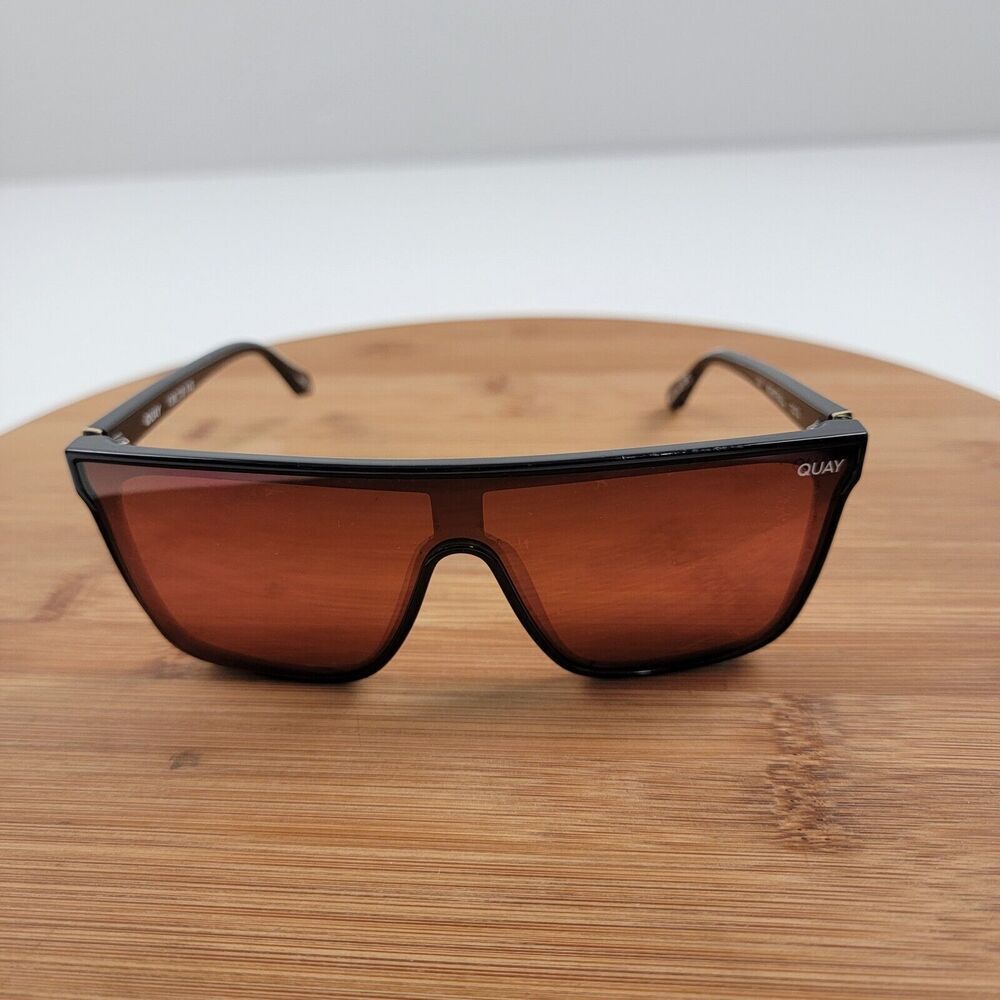 Quay Nightfall 141 Sunglasses 1212 Black Frame Orange/Pink Lens Shades Womens